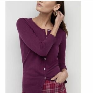 7th Avenue Purple Button-Up Cardigan Jewel-like Buttons Size M